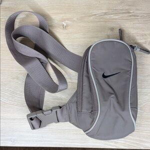 Nike Taupe Men's Sling Belt Bag with Black Swoosh